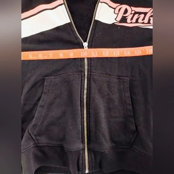 PINK Victoria's Secret Full Zip Hoodie Black Size Medium - Picture 6 of 11